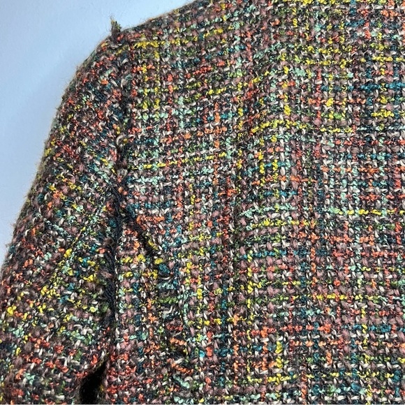 Tahari Women's Sz 8 Twill Knit Frayed Edge Zip Up Blazer Jacket Multicolor Moto - Picture 11 of 16